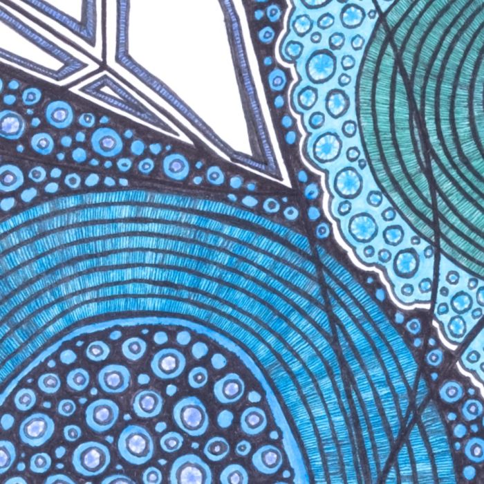 Coeur bleu, dessin au stylo
