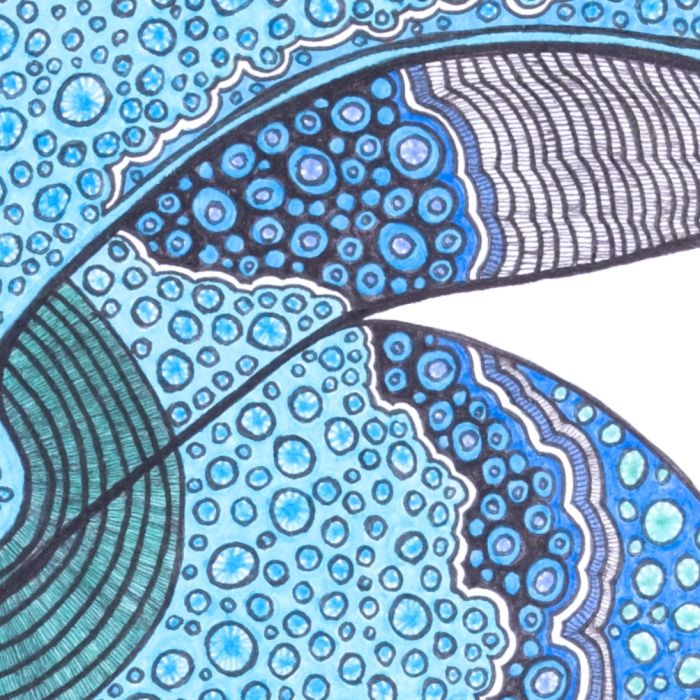 Coeur bleu, dessin au stylo