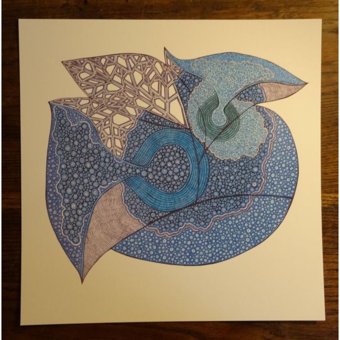 Coeur bleu, dessin au stylo