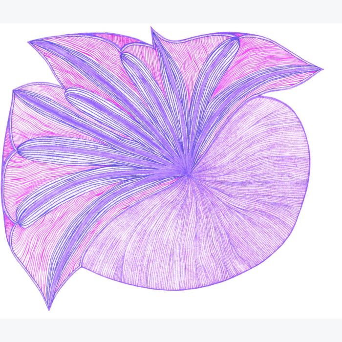Cœur violet, dessin au stylo