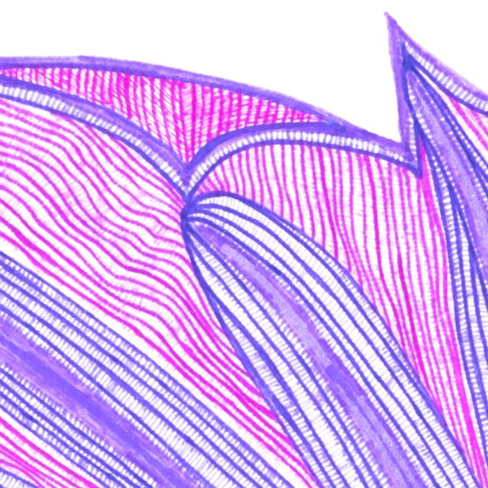 Cœur violet, dessin au stylo