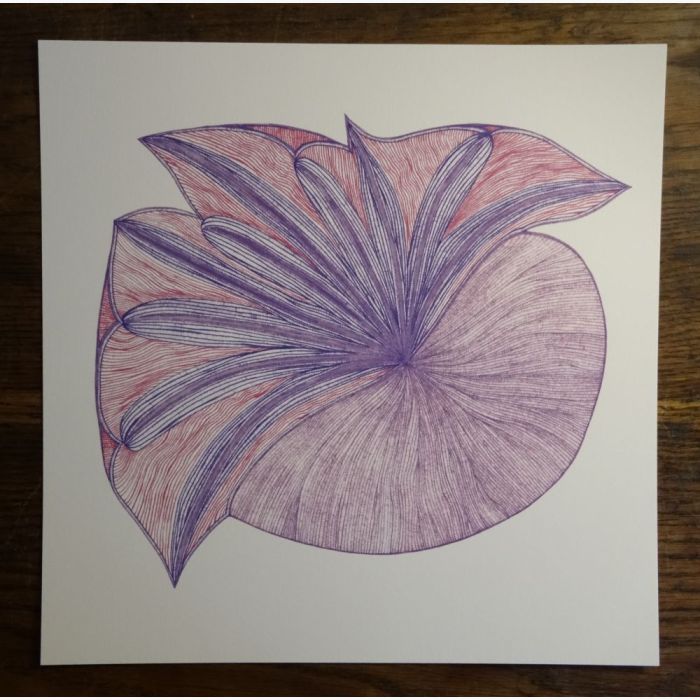 Cœur violet, dessin au stylo
