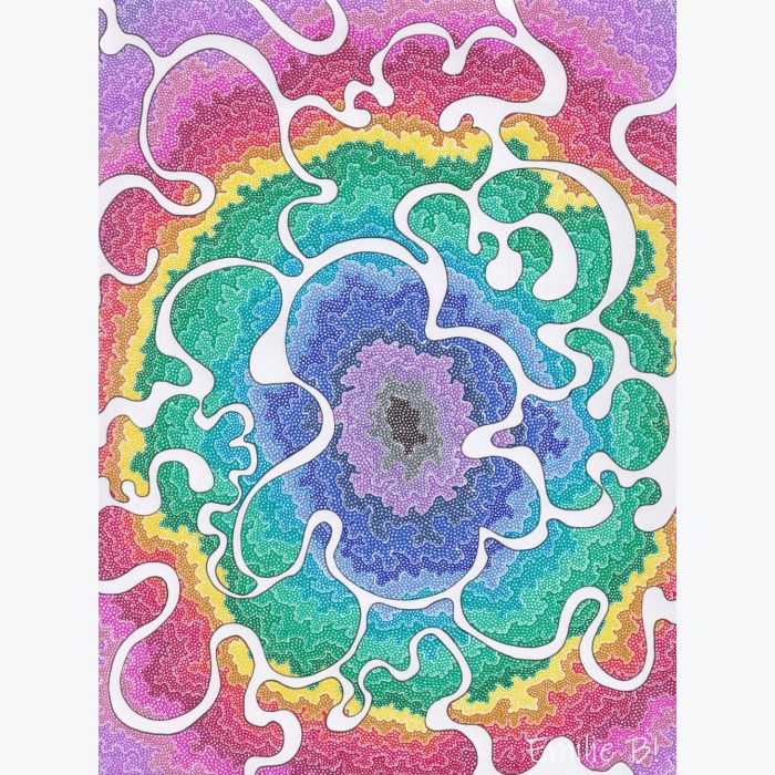 Nuages Arc-en-ciel, dessin au stylo