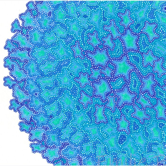 Étincelle bleue, dessin au stylo
