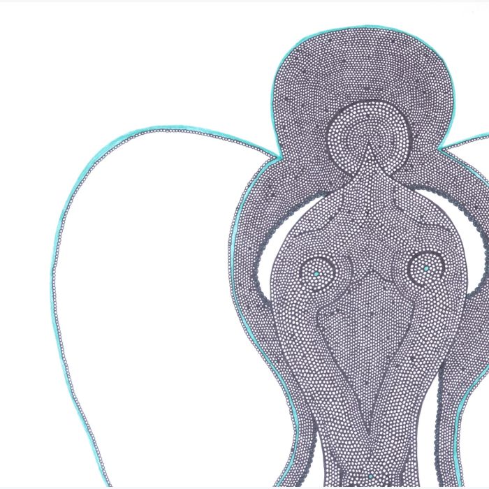 Femme ange chenille, dessin au stylo