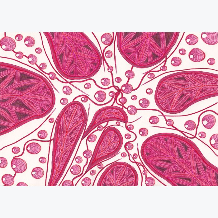 Pluie rouge, dessin au stylo