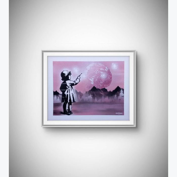 "Le doigt sur l’univers" - tableau à l'aérosol