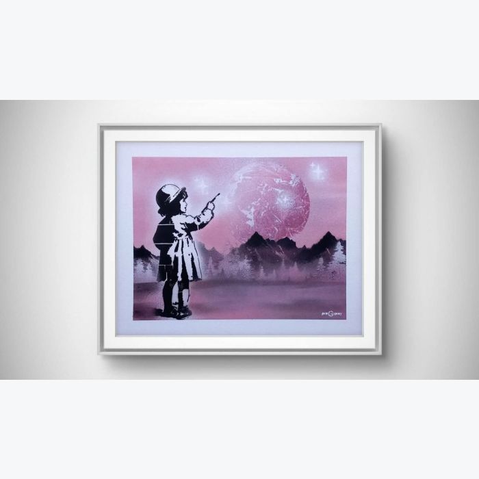 "Le doigt sur l’univers" - tableau à l'aérosol