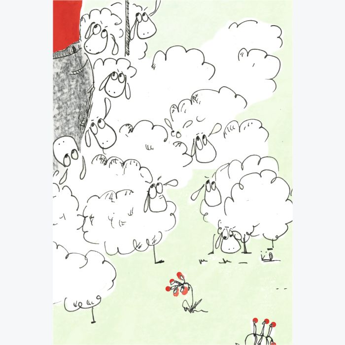 Impression A3 risographie "L'attaque des Moutons"