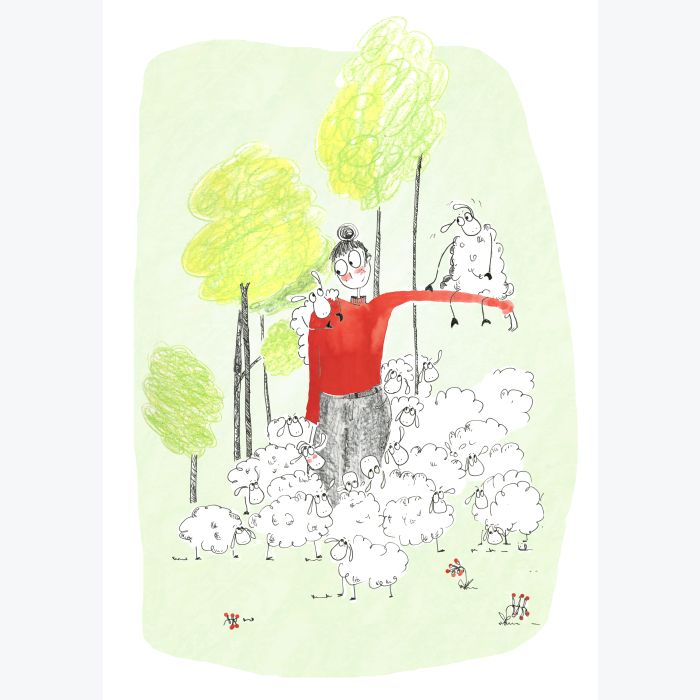 Impression A3 risographie "L'attaque des Moutons"