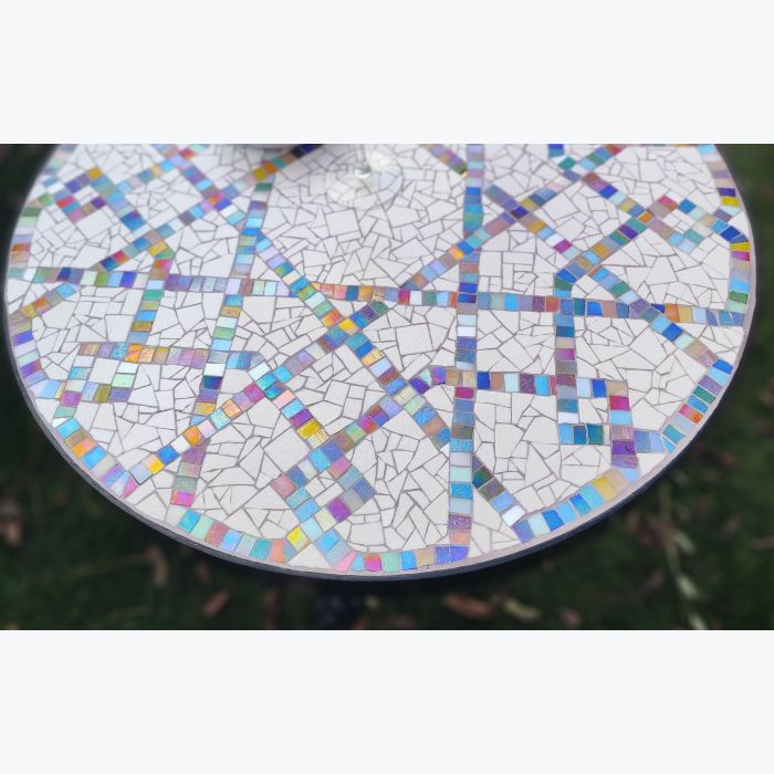 Table mosaïque  "labyrinthe", type bistro 60cm de diamètre