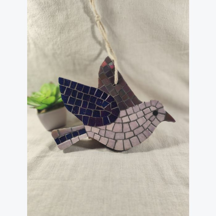 Oiseau décoratif en mosaïque à suspendre