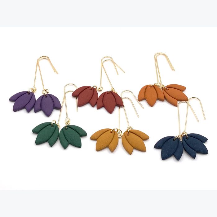 Boucles d’oreilles ELVIRE collection ÉTÉ INDIEN, Plaqué or et acier inoxydable hypoallergénique