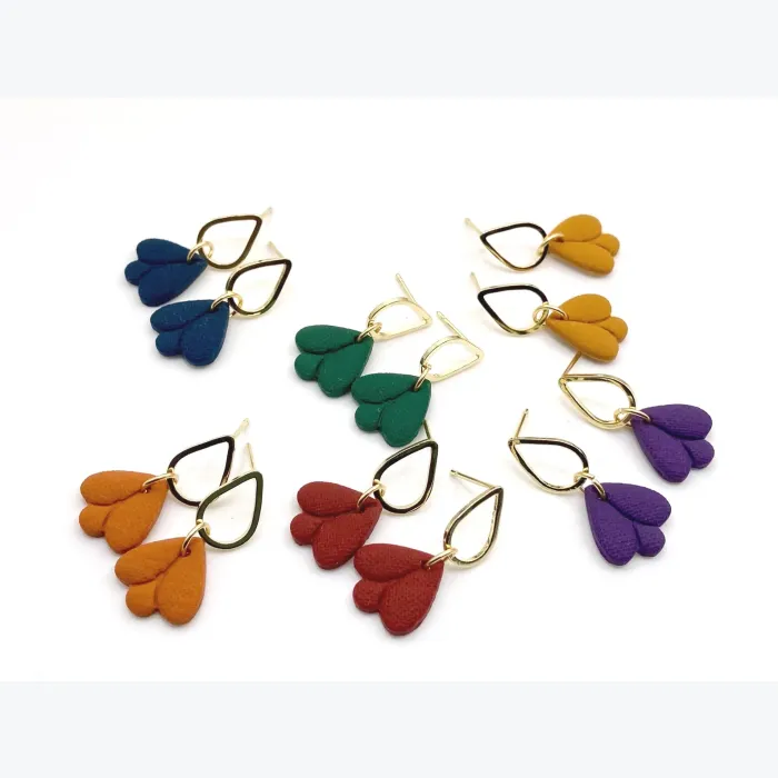 Boucles d’oreilles ERNESTINE collection ÉTÉ INDIEN, Plaqué or et acier inoxydable hypoallergénique