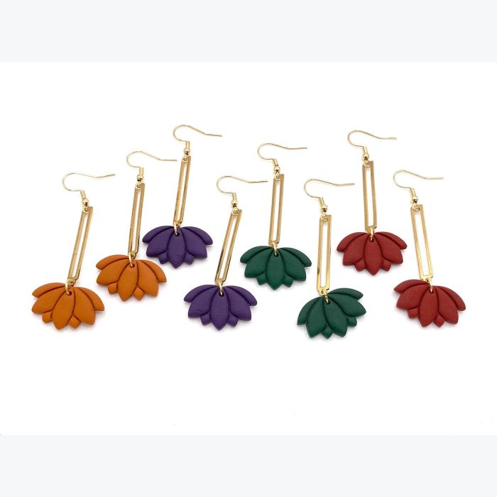 Boucles d’oreilles ÉLÉONORE collection ÉTÉ INDIEN, Plaqué or et acier inoxydable hypoallergénique