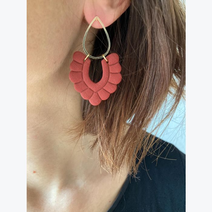 Boucles d’oreilles EUGÉNIE collection ÉTÉ INDIEN, Plaqué or et acier inoxydable hypoallergénique