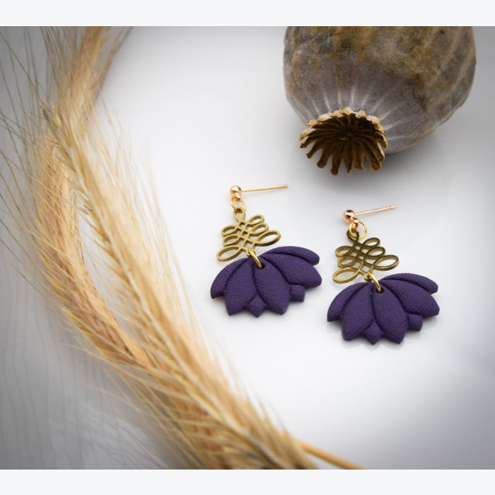 Boucles d’oreilles EDMÉE collection ÉTÉ INDIEN, Plaqué or et acier inoxydable hypoallergénique