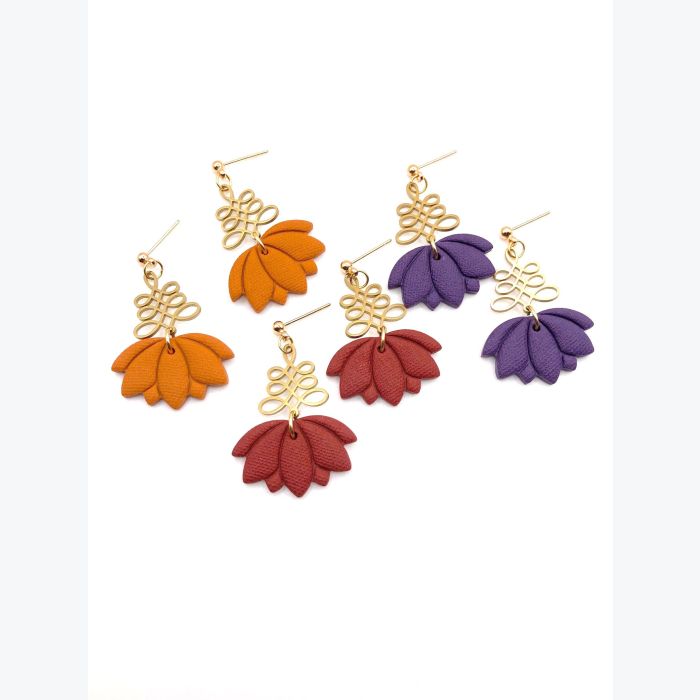 Boucles d’oreilles EDMÉE collection ÉTÉ INDIEN, Plaqué or et acier inoxydable hypoallergénique