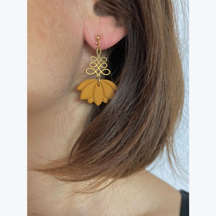 Boucles d’oreilles EDMÉE collection ÉTÉ INDIEN, Plaqué or et acier inoxydable hypoallergénique