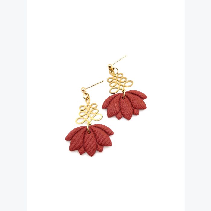 Boucles d’oreilles EDMÉE collection ÉTÉ INDIEN, Plaqué or et acier inoxydable hypoallergénique