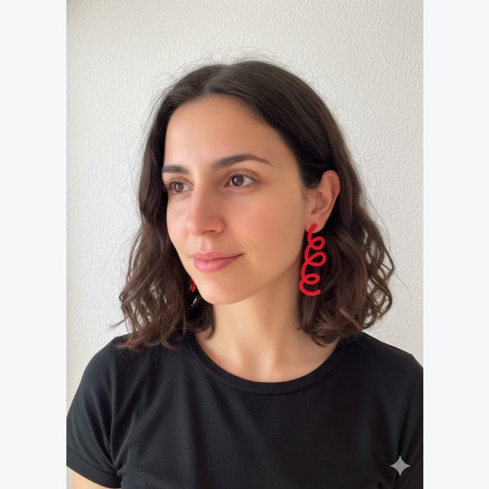 Boucles d'oreilles pendantes bohème chic, Bijou femme en acier inoxydable et pâte polymère, Cadeau créateur original fait main - Irina