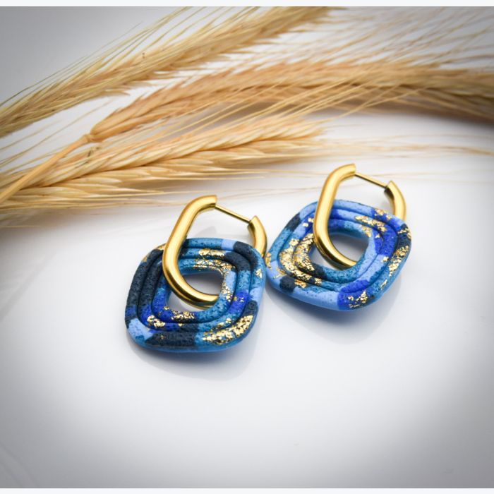 Boucles d’oreilles FERNANDE collection LES FESTIVES , acier inoxydable, création artisanale，fait main en France en Ardèche