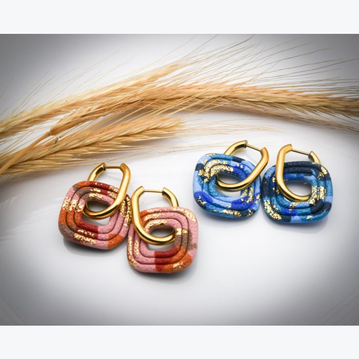 Boucles d’oreilles FERNANDE collection LES FESTIVES , acier inoxydable, création artisanale，fait main en France en Ardèche