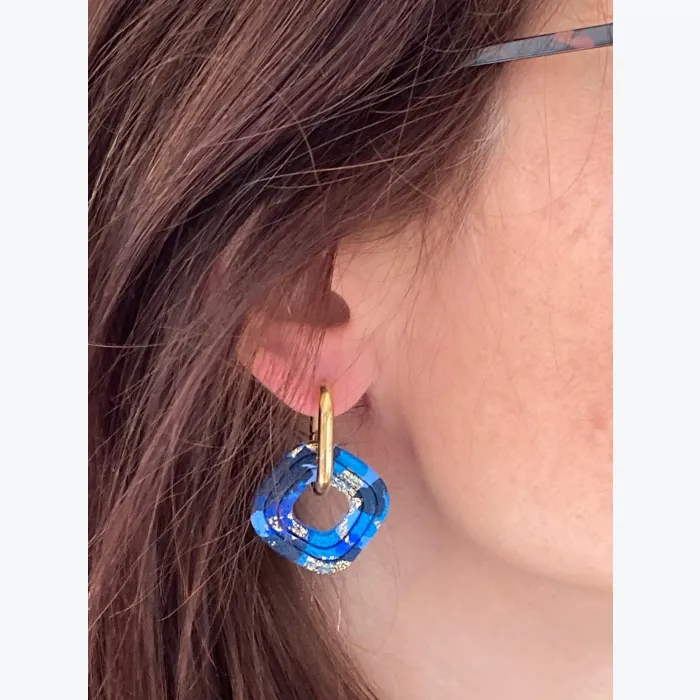 Boucles d’oreilles FERNANDE collection LES FESTIVES , acier inoxydable, création artisanale，fait main en France en Ardèche