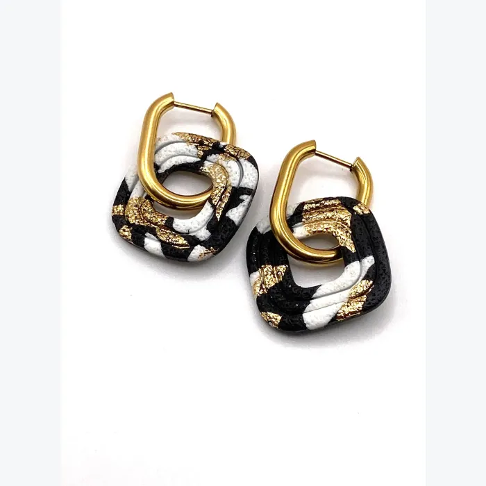 Boucles d'oreilles Fernande Collection Festives | Bijou Acier Inoxydable | Créateur Français | Fait Main en Ardèche | Argile Polymère Légère