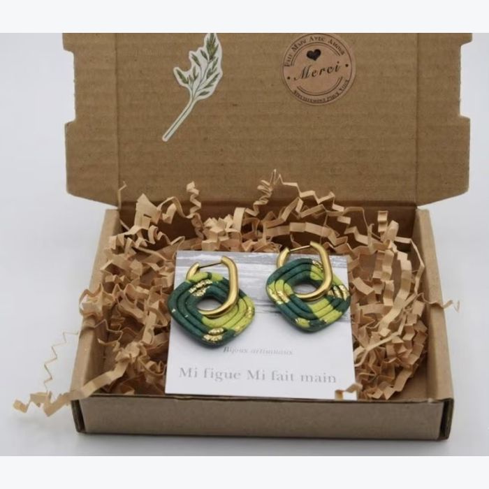 Boucles d'oreilles Fernande Collection Festives | Bijou Acier Inoxydable | Créateur Français | Fait Main en Ardèche | Argile Polymère Légère