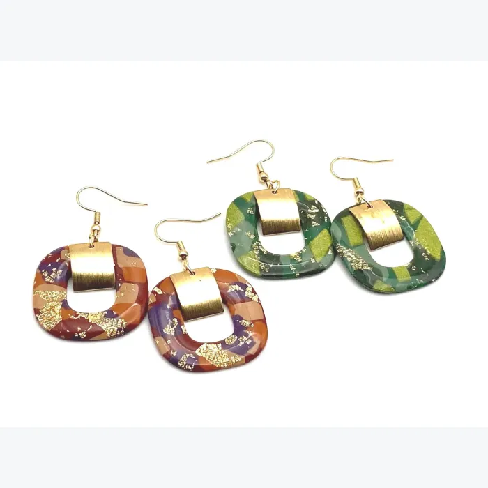 Boucles d’oreilles GINETTE collection GLAMOUR, Plaqué or et acier inoxydable sans nickel