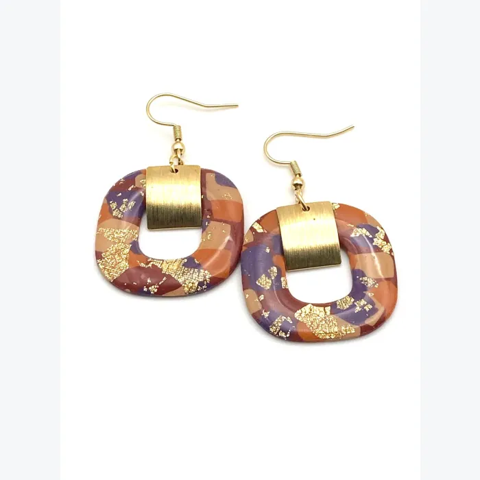 Boucles d’oreilles GINETTE collection GLAMOUR, Plaqué or et acier inoxydable sans nickel