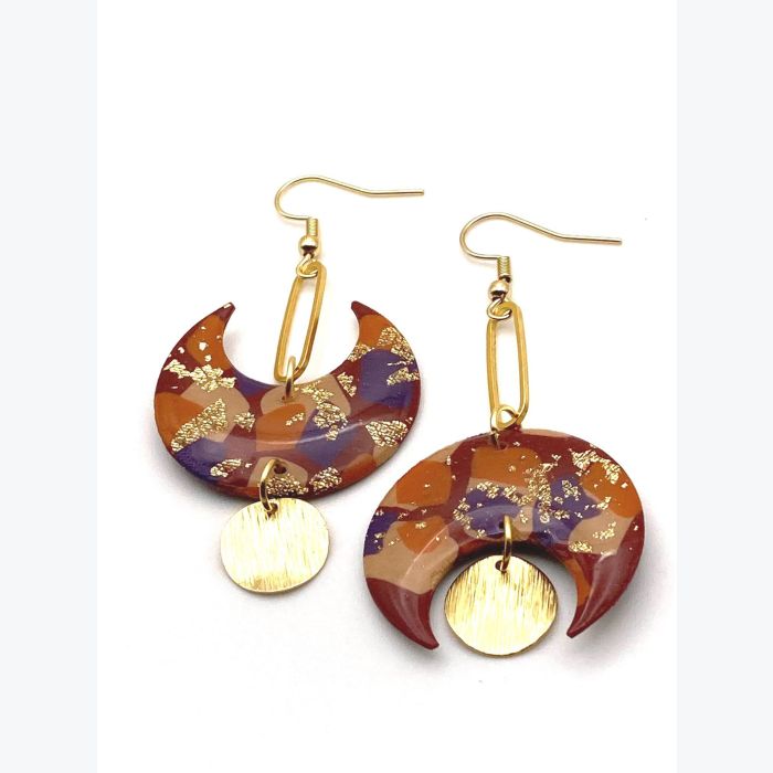 Boucles d’oreilles GWENOLA collection GLAMOUR, Plaqué or et acier inoxydable sans nickel