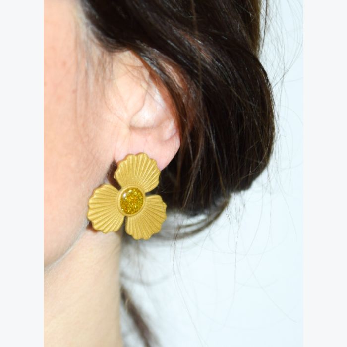 Boucles d’oreilles GUILLEMETTE collection GLAMOUR, Plaqué or et acier inoxydable sans nickel