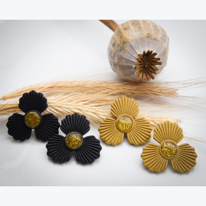 Boucles d’oreilles GUILLEMETTE collection GLAMOUR, Plaqué or et acier inoxydable sans nickel