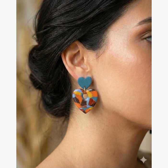 Boucles d'oreilles en Argile Polymère | Bijou Fait Main Ardèche, Résine plaqué or, Collection Printemps