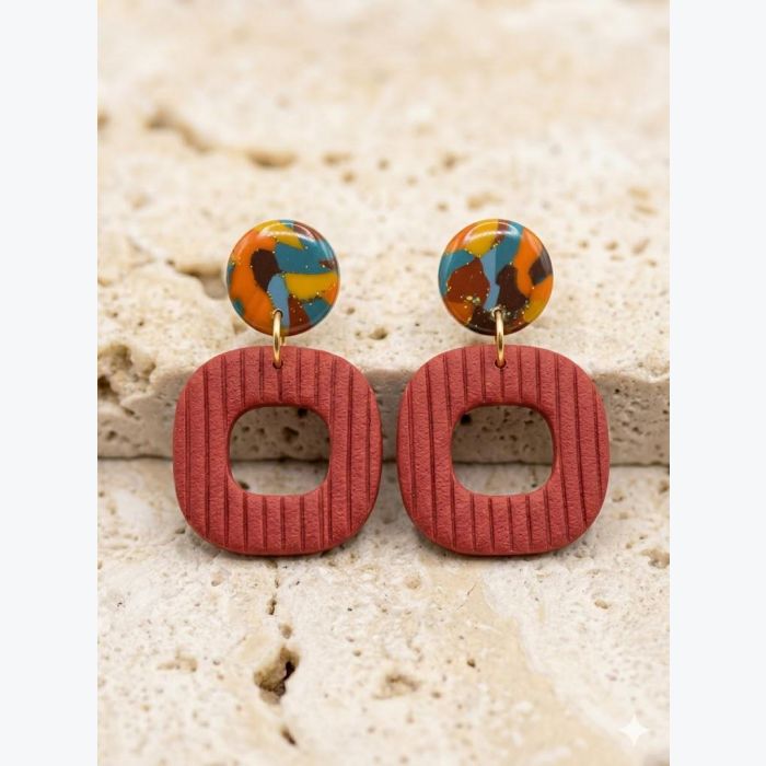 Boucles d'oreilles en Argile Polymère | Bijou Fait Main Ardèche, Résine plaqué or, Collection Printemps modèle Paulette