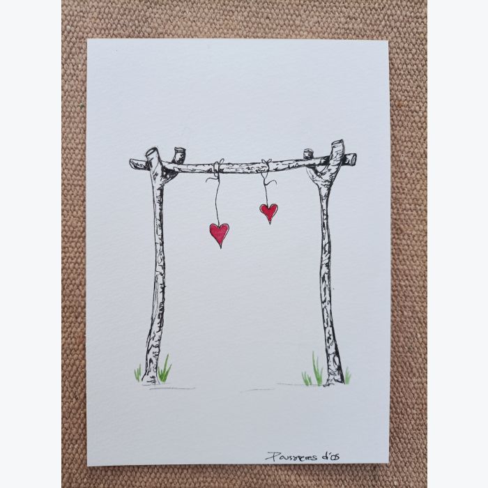 Lot de 3 Cartes postales Cœur - original