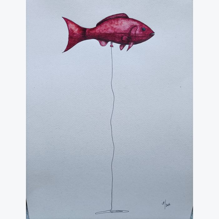 Dessin aquarelles de poisson rouge