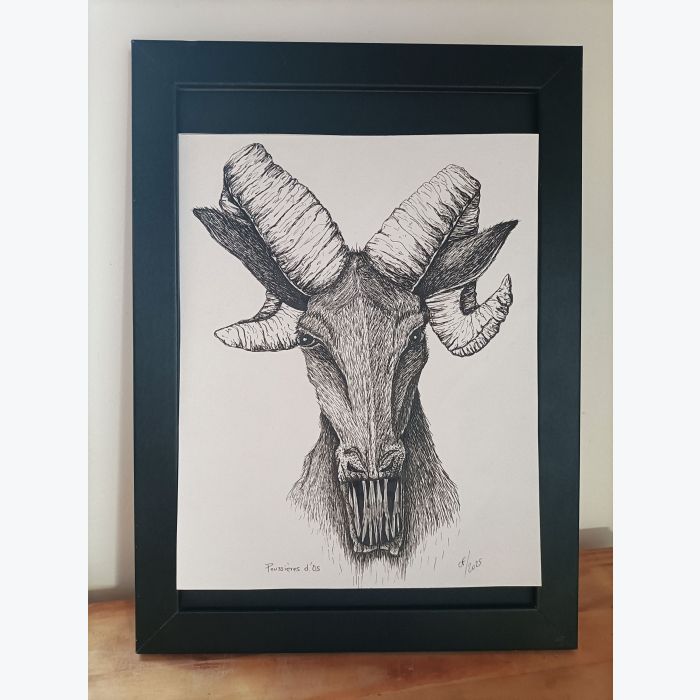 Dessin au feutre d'un Bélier - original