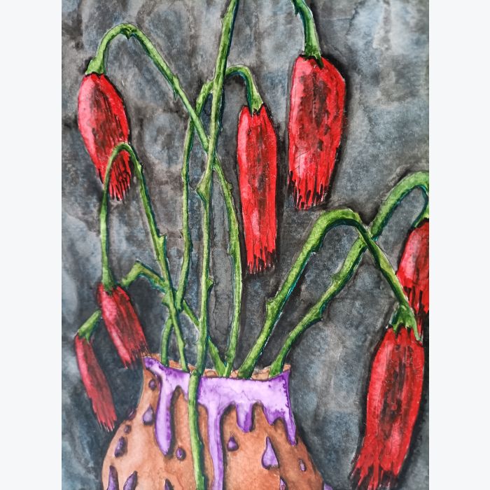 Aquarelles "fleurs tristes"