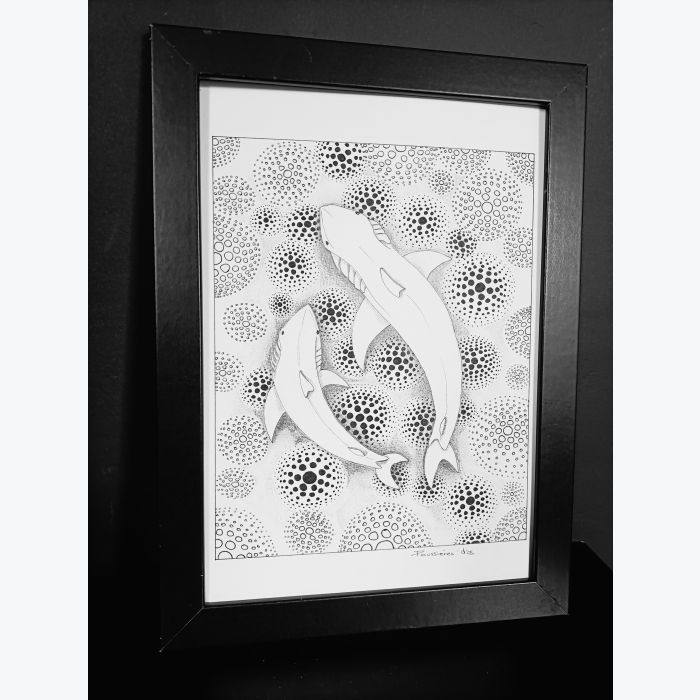 Dessin unique et original de requins