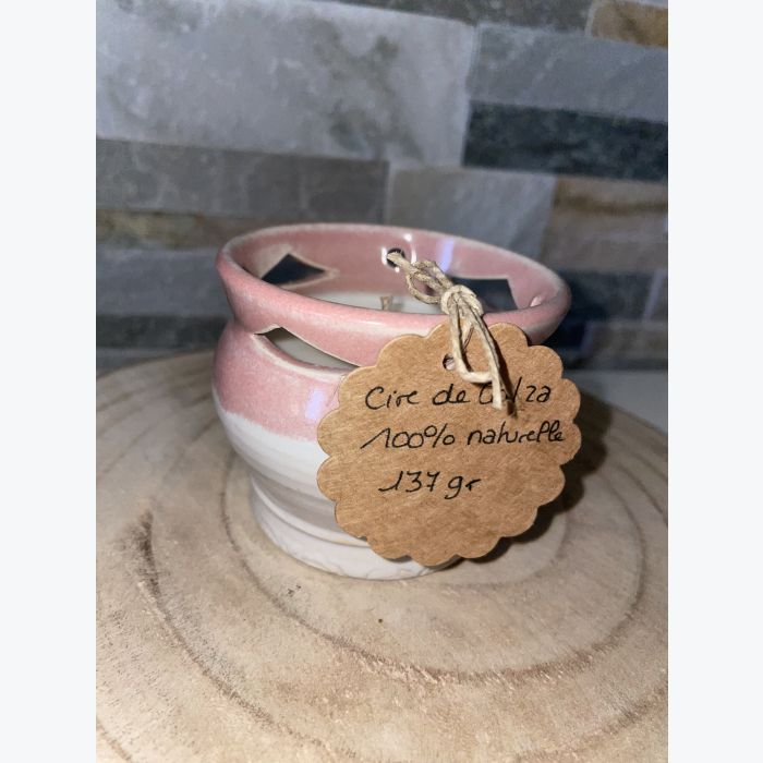Bougie artisanale rose et blanche