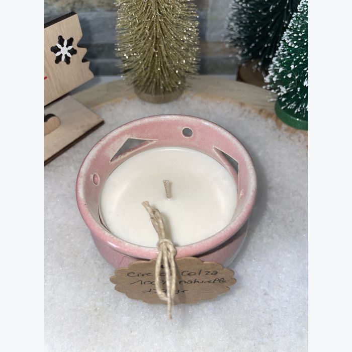 Bougie artisanale rose et blanche