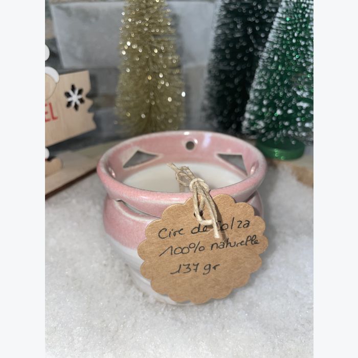 Bougie artisanale rose et blanche