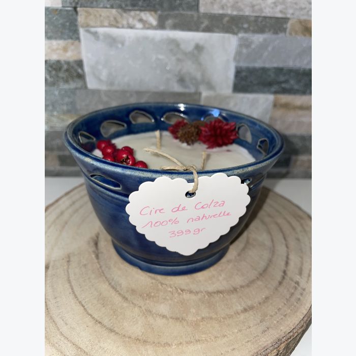 Bougie artisanale bleue