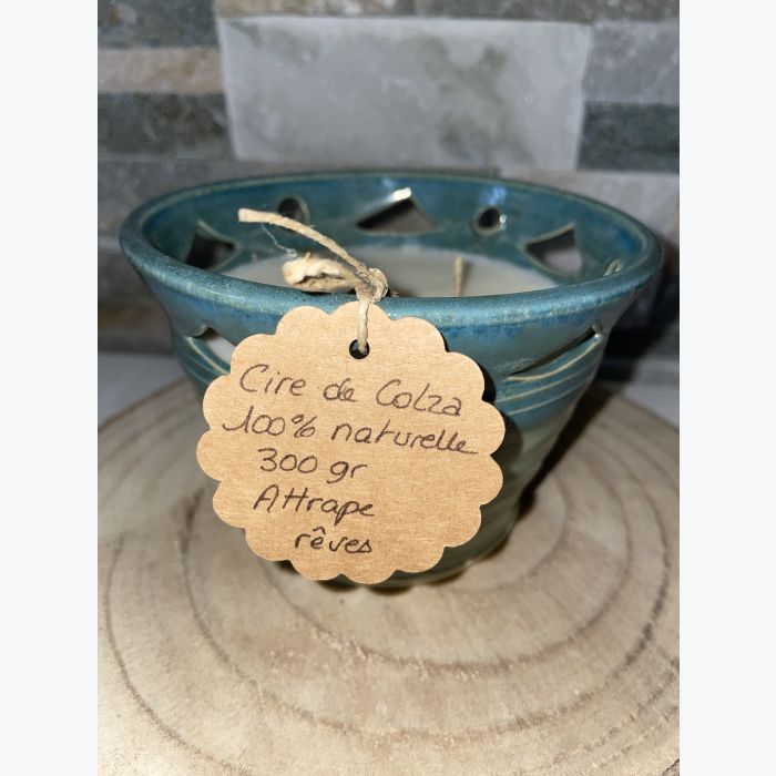 Bougie artisanale verte, parfumée senteur attrape rêves