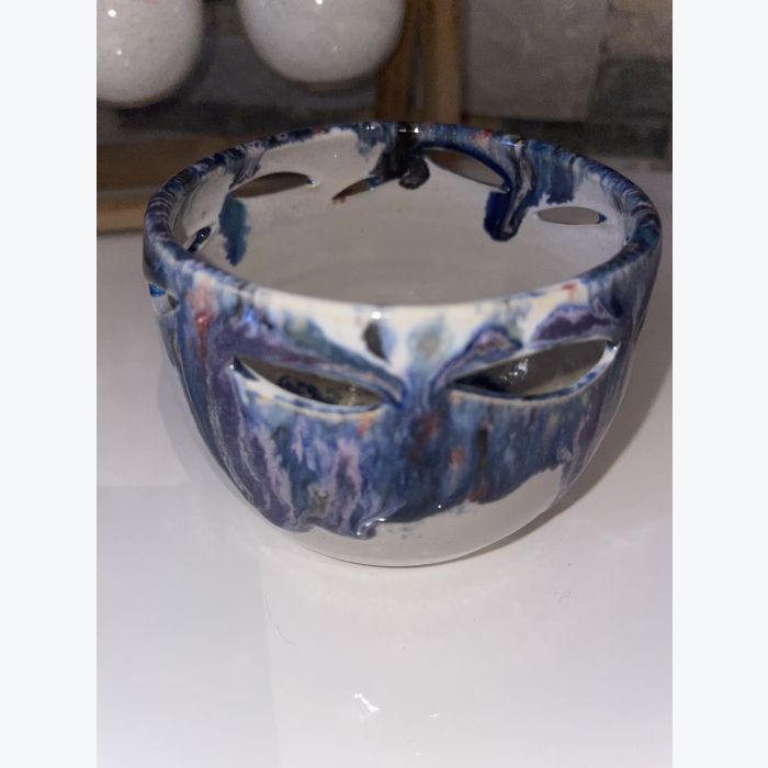 Bougie artisanale mouchetée bleue