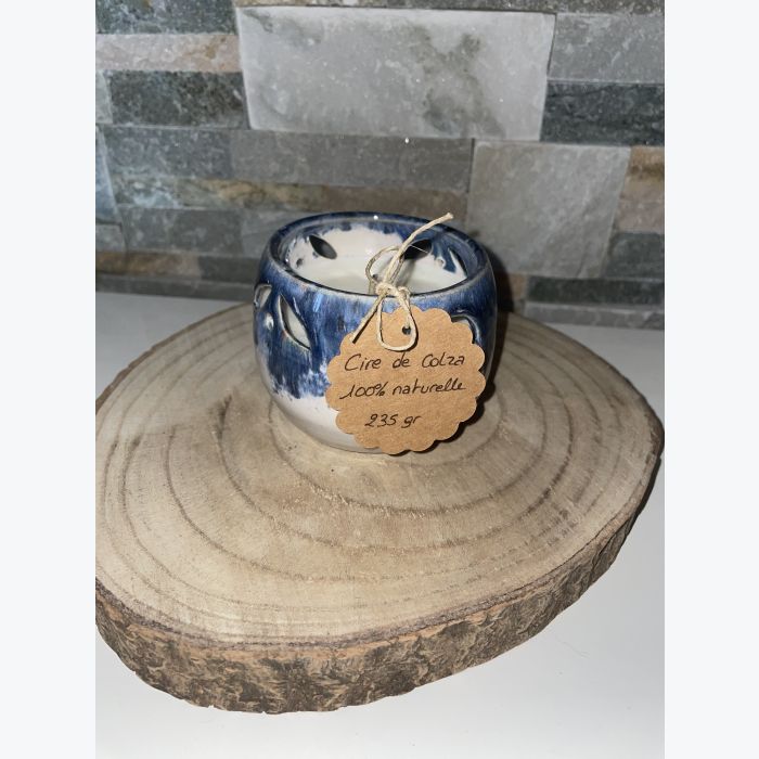 Bougie artisanale mouchetée bleue