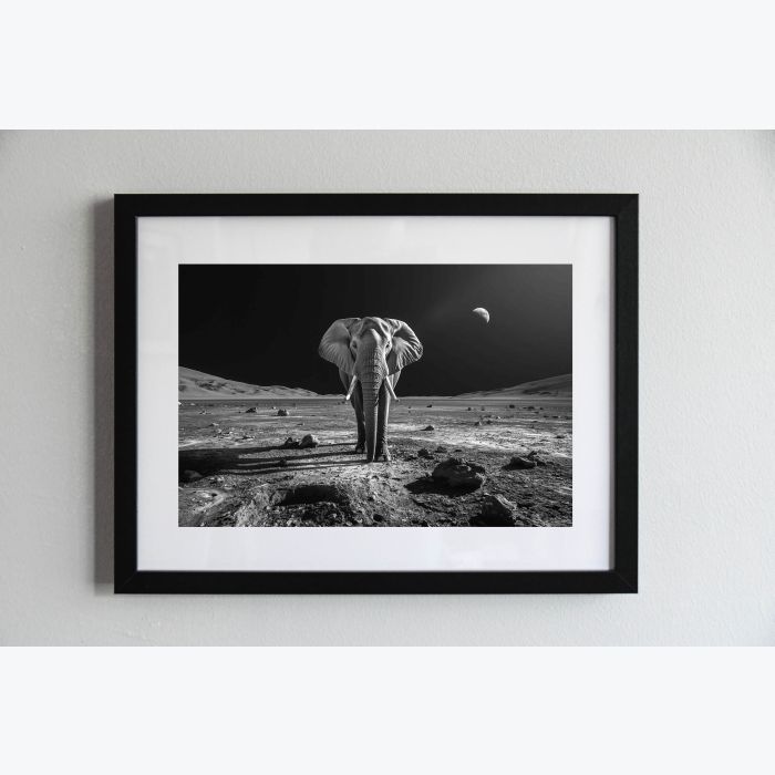 Photo encadrée d'un éléphant sur la Lune